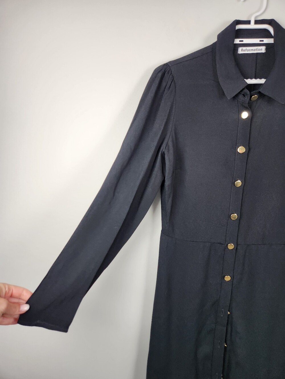 Reformation Hugh Long Sleeve Shirt Dress Preppy Dark Academia Size 6 Office Prep - Picture 5 of 14